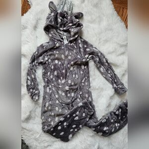 Gray Kids One Piece Deer with Pocket And Antlers